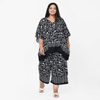 Tamsy Printed Top (Size XXL)- Black - White