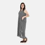 Tamsy 100% Viscose Cashew Nut Print Umbrella Dress (One Size, 8-18) - Black