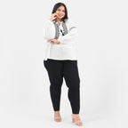 Tamsy 100% Viscose Embroidery Top with Doori Tassel Full Sleeves(Size S,8-10) - White