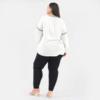 Tamsy 100% Viscose Embroidery Top with Doori Tassel Full Sleeves(Size S,8-10) - White
