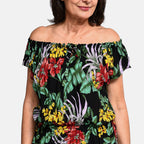 Tamsy 100% Viscose Floral Pattern Maxi Dress (20 - 26) - Black