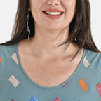 TAMSY 100% Viscose Geo Print Umbrella Dress (One Size 8-18) - Turquoise