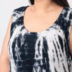 Tamsy 100% Viscose Tie Dye Dress (One Size,8-18) - Black