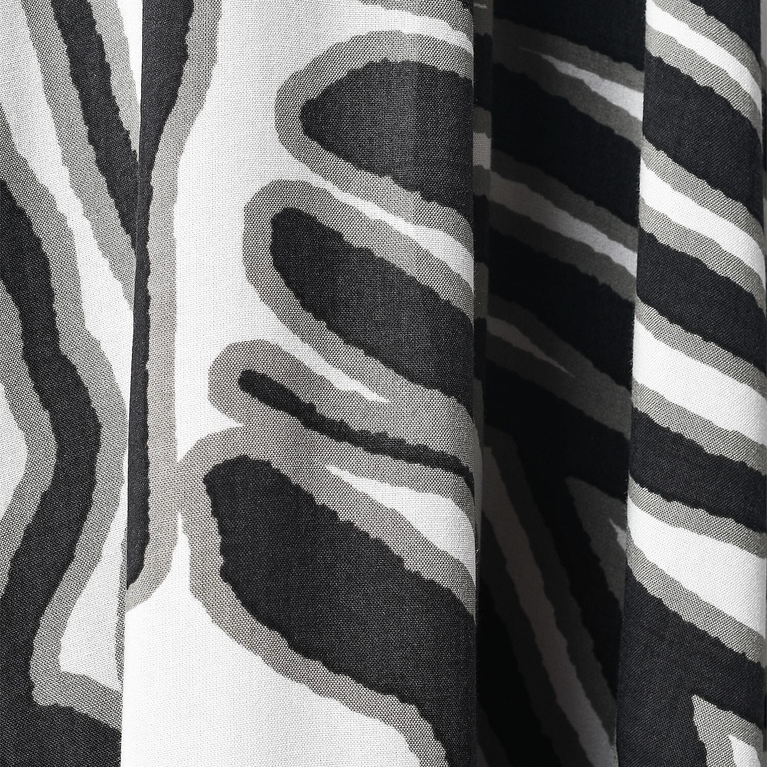 Tamsy 100% Viscose Midi Umbrella Dress with Pockets (Curve Size, 20-26) - White and Black