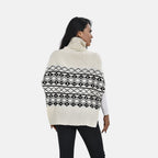 Woven Pattern Roll Neck Sleeveless Jumper (One Size,8-18) - Black & White