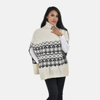 Woven Pattern Roll Neck Sleeveless Jumper (One Size,8-18) - Black & White