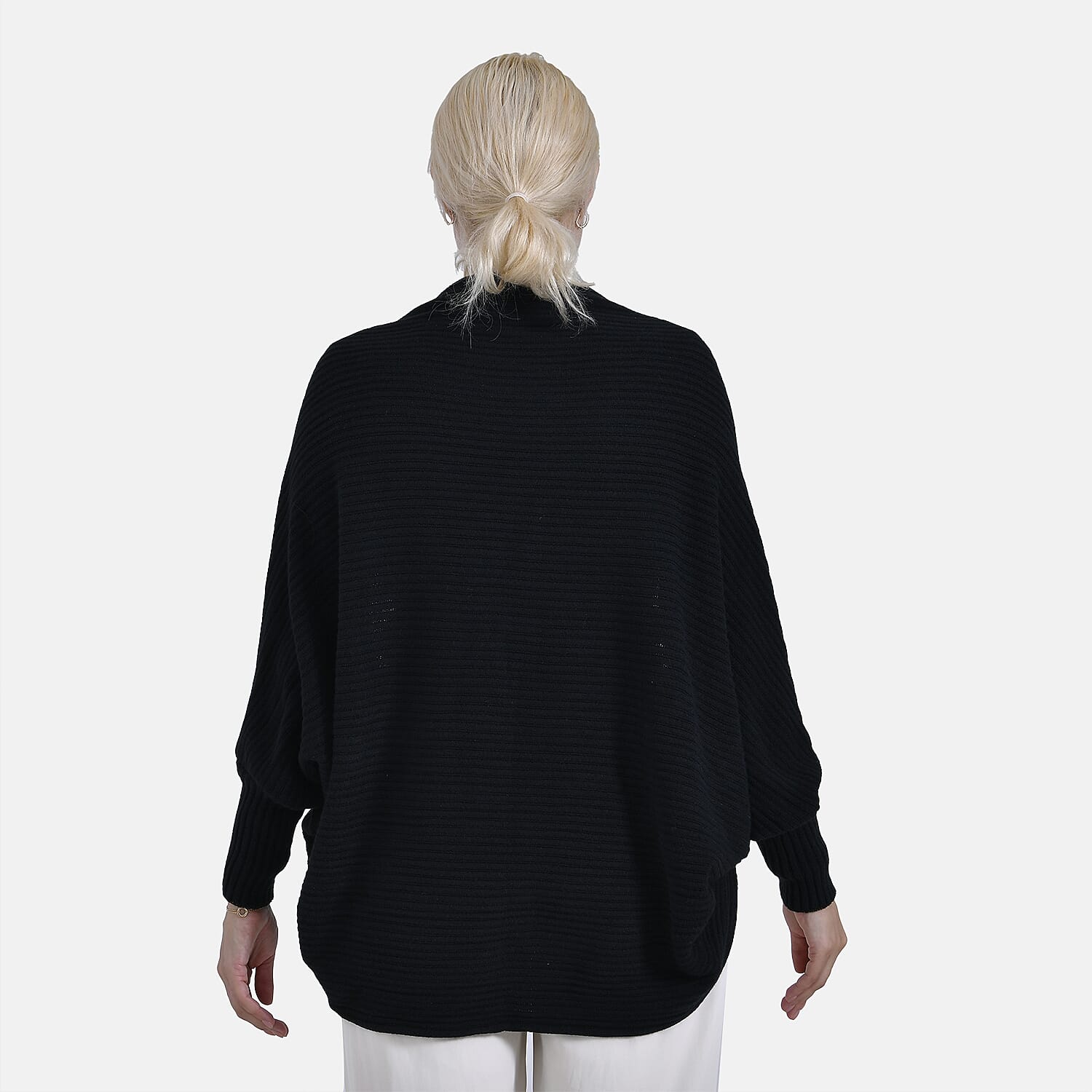 Tamsy Casual & Stylish Knit Batwing Sleeve Cardigan (One Size) - Black