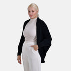 Tamsy Casual & Stylish Knit Batwing Sleeve Cardigan (One Size) - Black