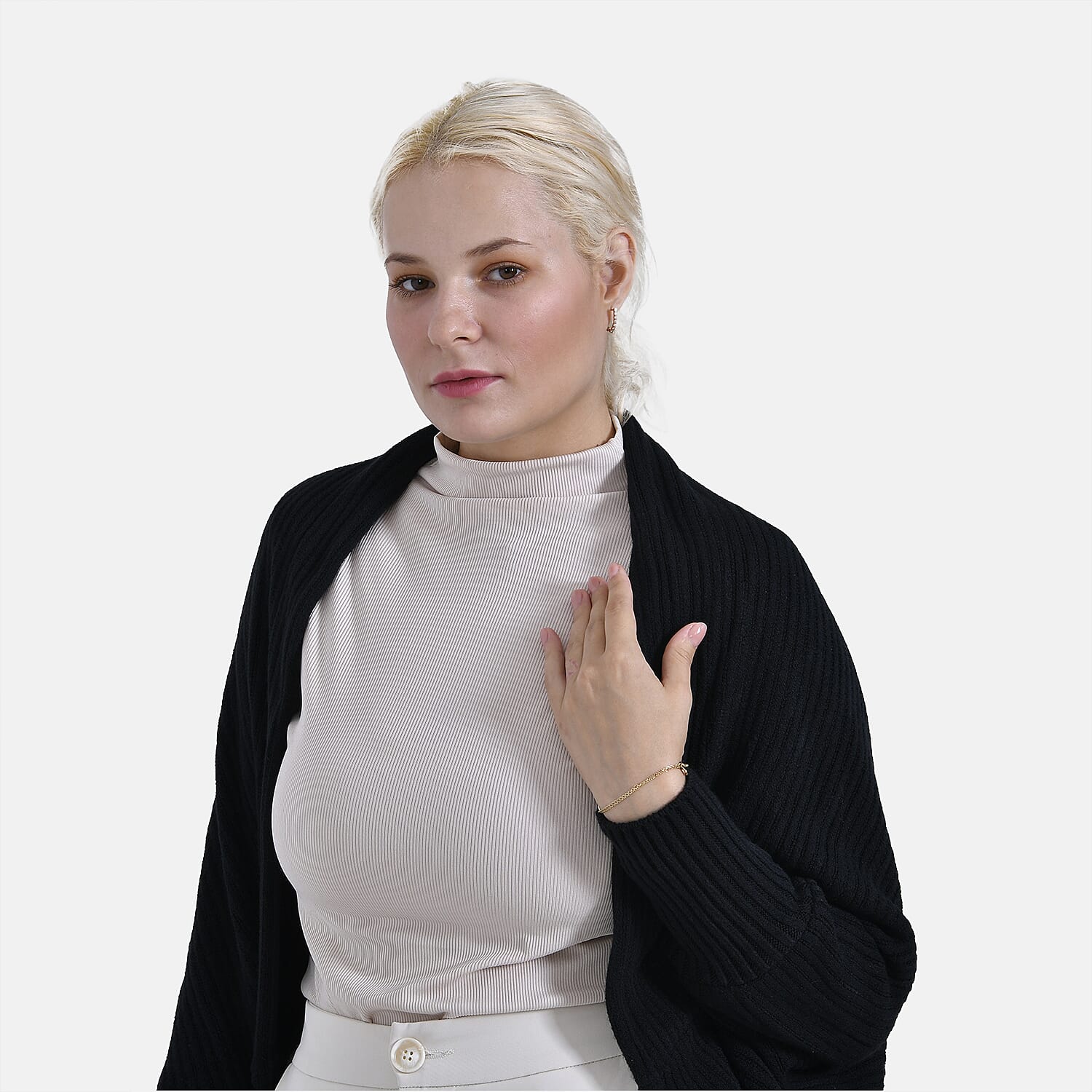Tamsy Casual & Stylish Knit Batwing Sleeve Cardigan (One Size) - Black