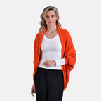 Tamsy Casual Knit Batwing Sleeve Open Cardigan (One Size) - Orange