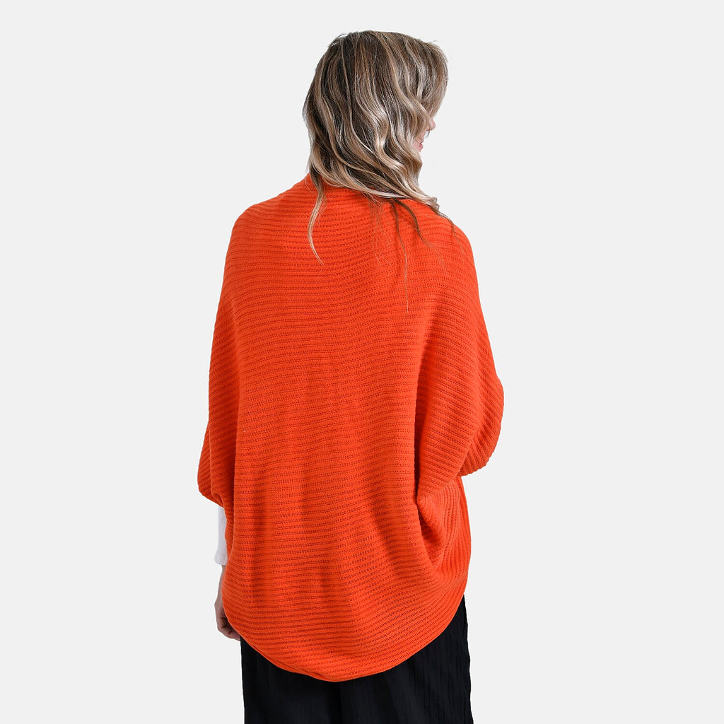 Tamsy Casual Knit Batwing Sleeve Open Cardigan (One Size) - Orange