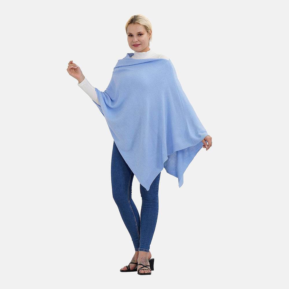 TAMSY Super Soft Knitted Poncho (One Size) - Sky Blue