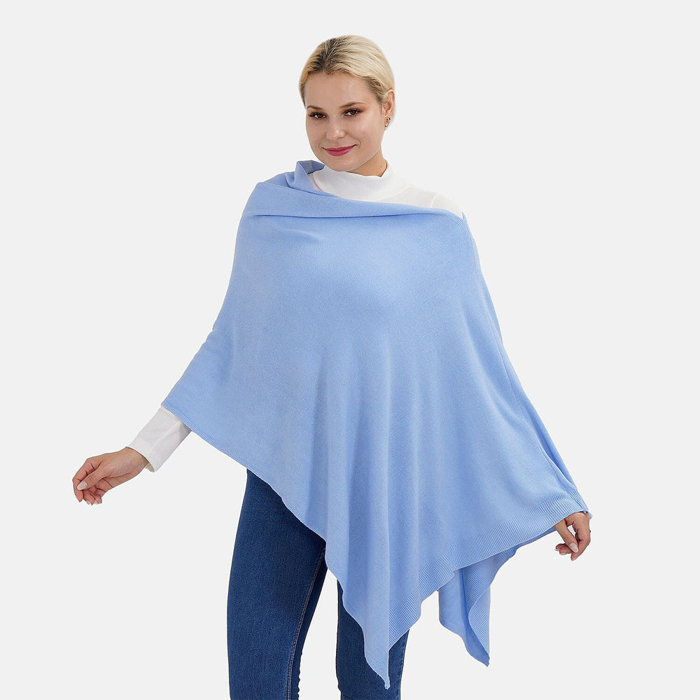 TAMSY Super Soft Knitted Poncho (One Size) - Sky Blue