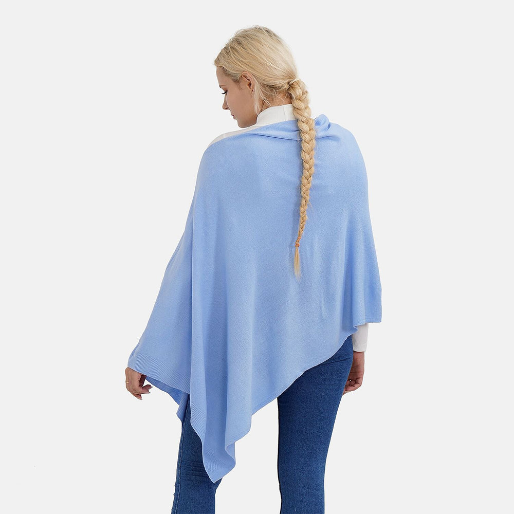 TAMSY Super Soft Knitted Poncho (One Size) - Sky Blue