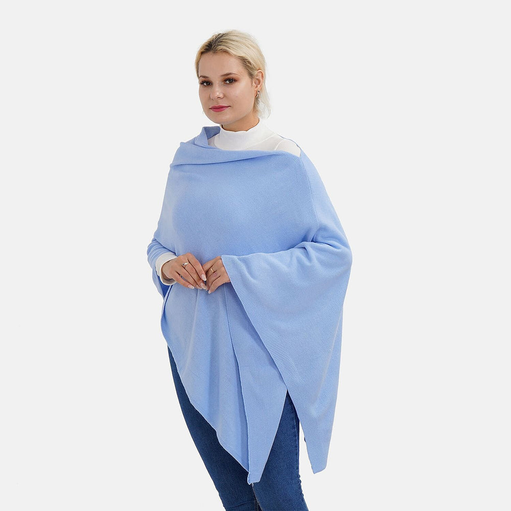 TAMSY Super Soft Knitted Poncho (One Size) - Sky Blue