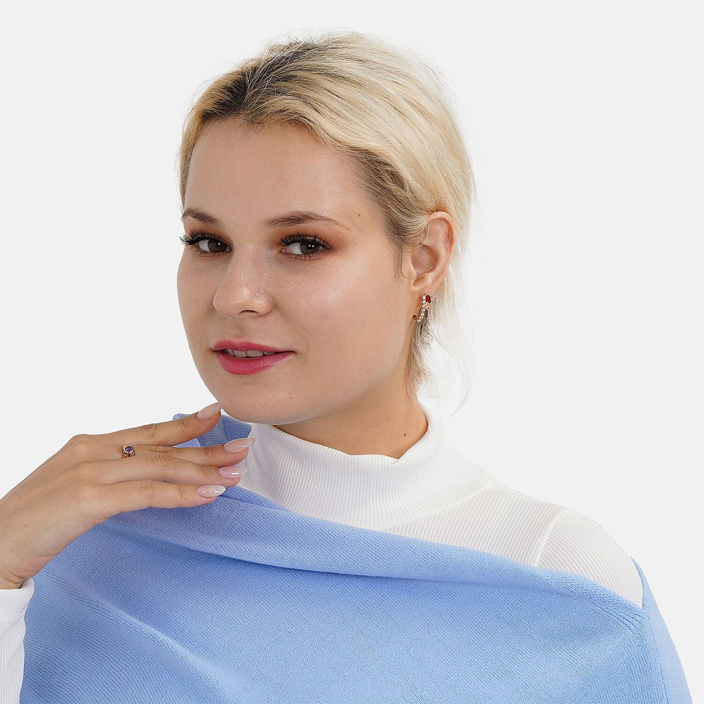 TAMSY Super Soft Knitted Poncho (One Size) - Sky Blue