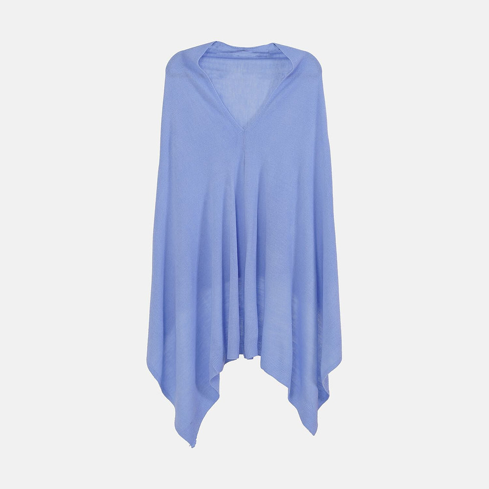 TAMSY Super Soft Knitted Poncho (One Size) - Sky Blue