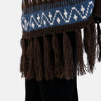 Tamsy Fringed Multi-Striped Pattern Coatigan (One Size) - Multicolor