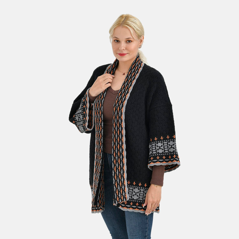 Tamsy Coloured Woven Cardigan (One Size) - Black