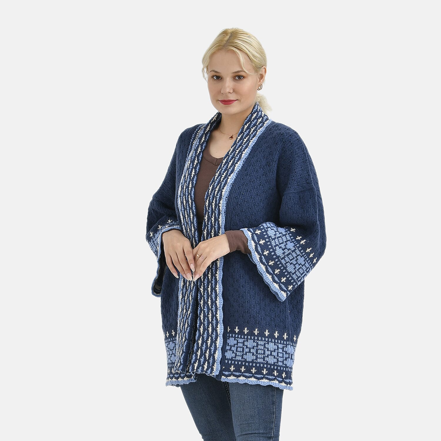 Tamsy Coloured Woven Cardigan (One Size) - Blue