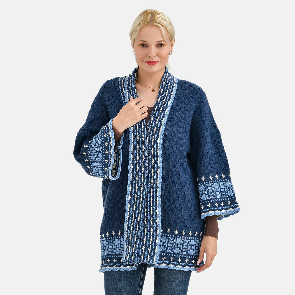 Tamsy Coloured Woven Cardigan (One Size) - Blue