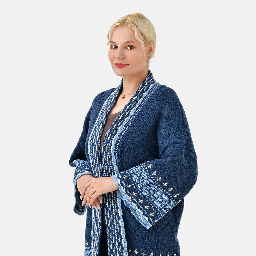 Tamsy Coloured Woven Cardigan (One Size) - Blue