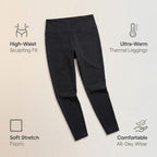 Tamsy Close Out High Waist Faux Fur Fleece Thermal Leggings (Size M) - Black