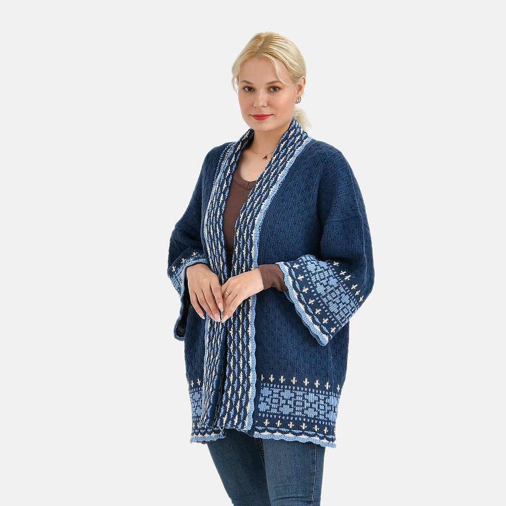 Tamsy Coloured Woven Cardigan (One Size) - Blue
