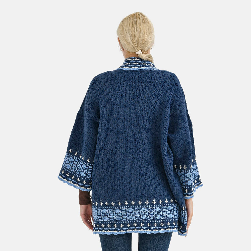 Tamsy Coloured Woven Cardigan (One Size) - Blue