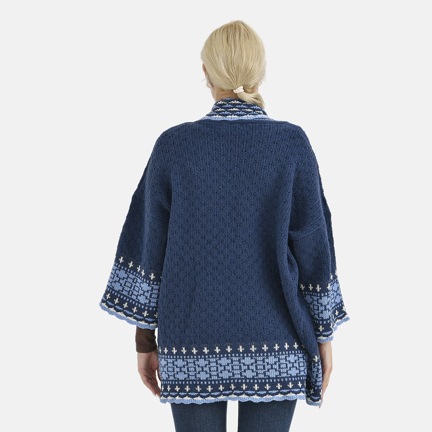 Tamsy Coloured Woven Cardigan (One Size) - Blue