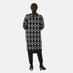 Tamsy Contrast Longline Coatigan One Size (8-22) - Black