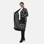 Tamsy Contrast Longline Coatigan One Size (8-22) - Black