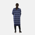 Tamsy Contrast Longline Coatigan One Size (8-22) - Dark Blue - Light Blue