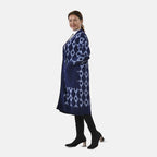 Tamsy Contrast Longline Coatigan One Size (8-22) - Dark Blue - Light Blue
