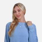Tamsy Cotton Blend Boat Neck Bat Sleeve Jumper (One Size) - Light Blue