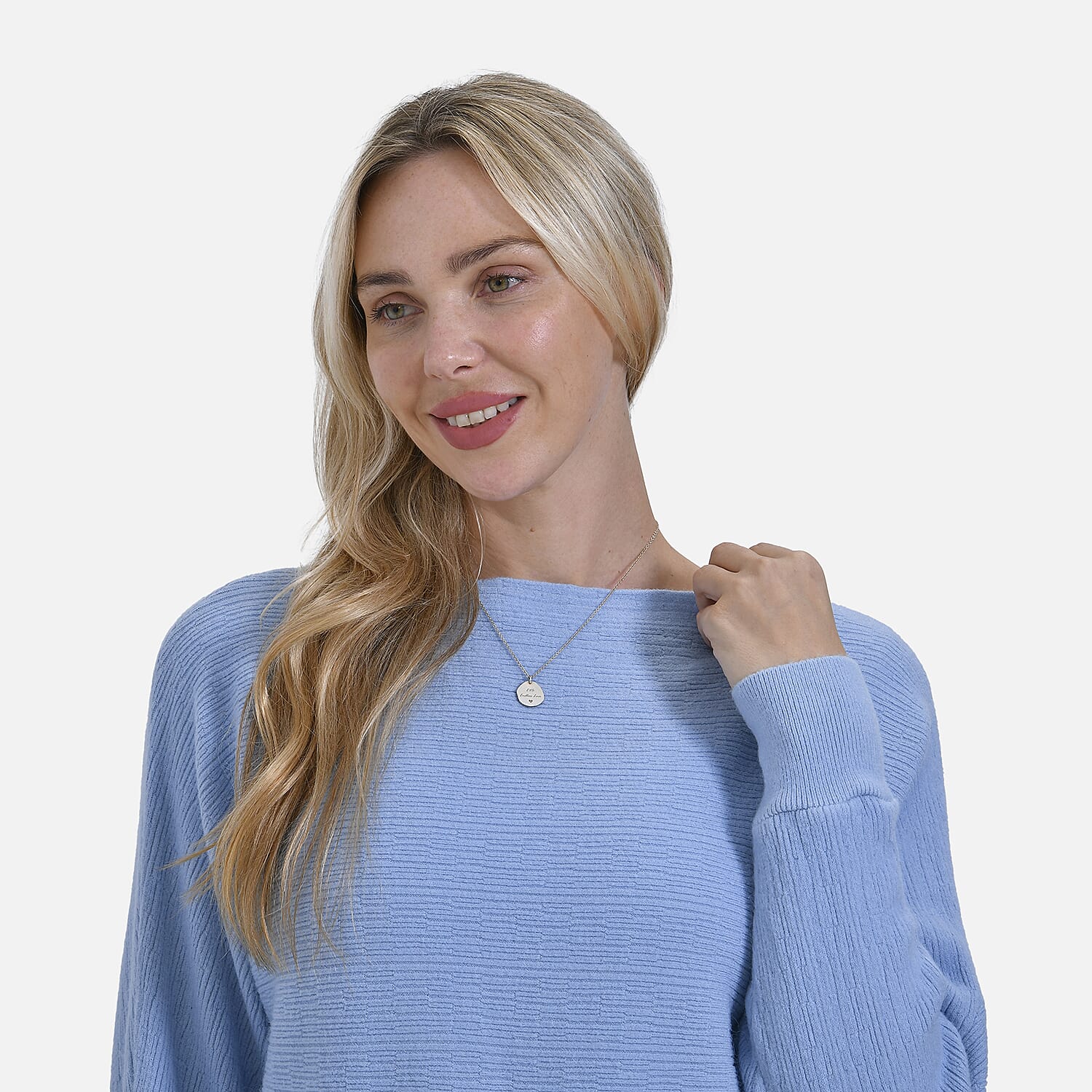 Tamsy Cotton Blend Boat Neck Bat Sleeve Jumper (One Size) - Light Blue