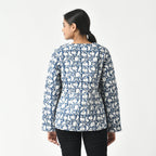 LA-MAREY pure cotton block print Jacket (Size S - 8 to 10) - Navy & White