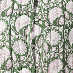 LA-MAREY Pure Cotton Block Print Quilted Jackett (Size M - 12 to 14) - Green & White