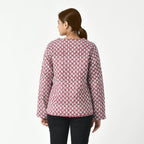 LA-MAREY Pure Cotton Block Print Quilted Jacket (Size L - 16 to 18) - Burgundy & White