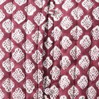 LA-MAREY Pure Cotton Block Print Quilted Jacket (Size L - 16 to 18) - Burgundy & White