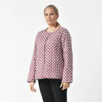 LA-MAREY Pure Cotton Block Print Quilted Jacket(Size XXL - 24 to 26) - Burgundy & White
