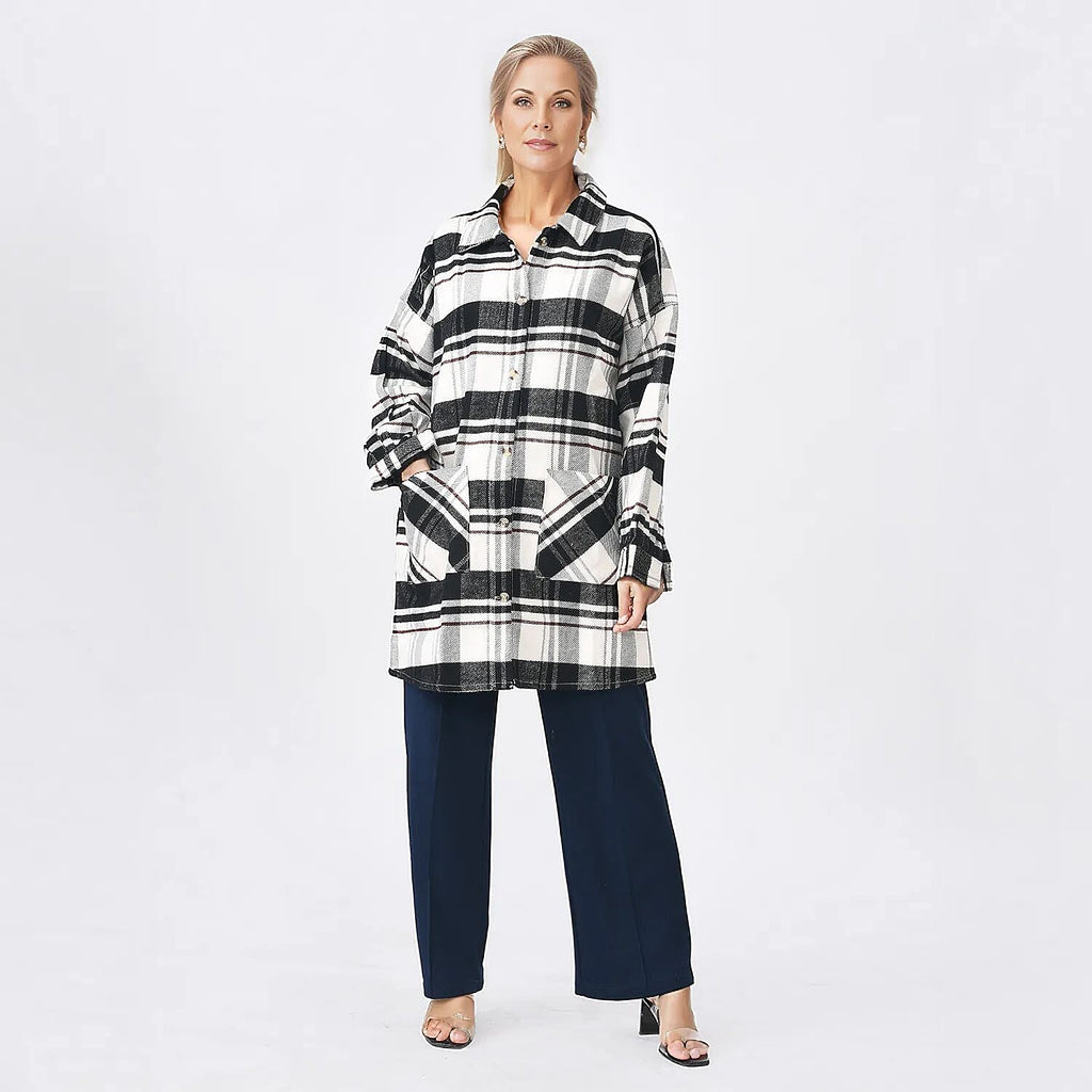 Tamsy Cotton Check Jacket (Size 84x1 cm) - Beige & Black