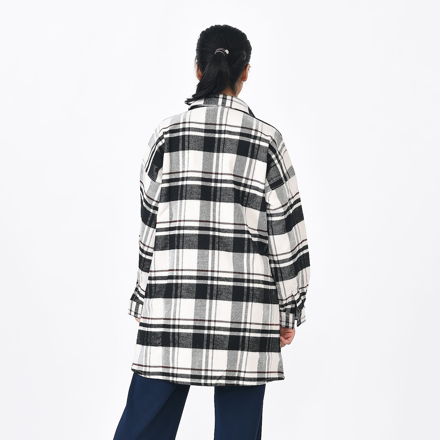 Tamsy Cotton Check Jacket (Size 84x1 cm) - Beige & Black