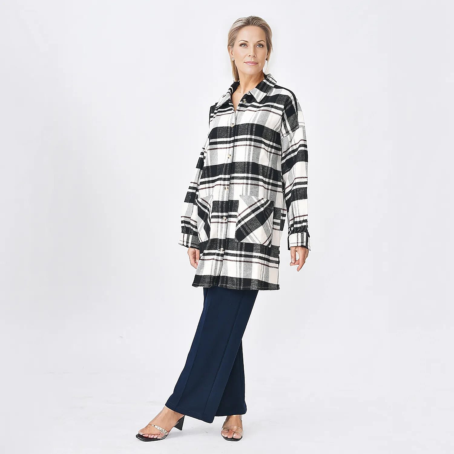 Tamsy Cotton Check Jacket (Size 84x1 cm) - Beige & Black