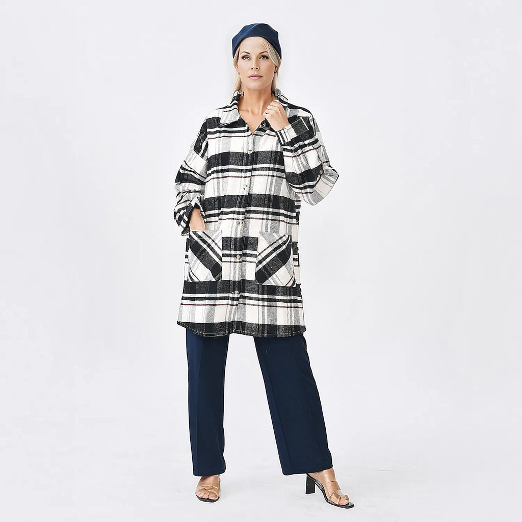 Tamsy Cotton Check Jacket (Size 84x1 cm) - Beige & Black