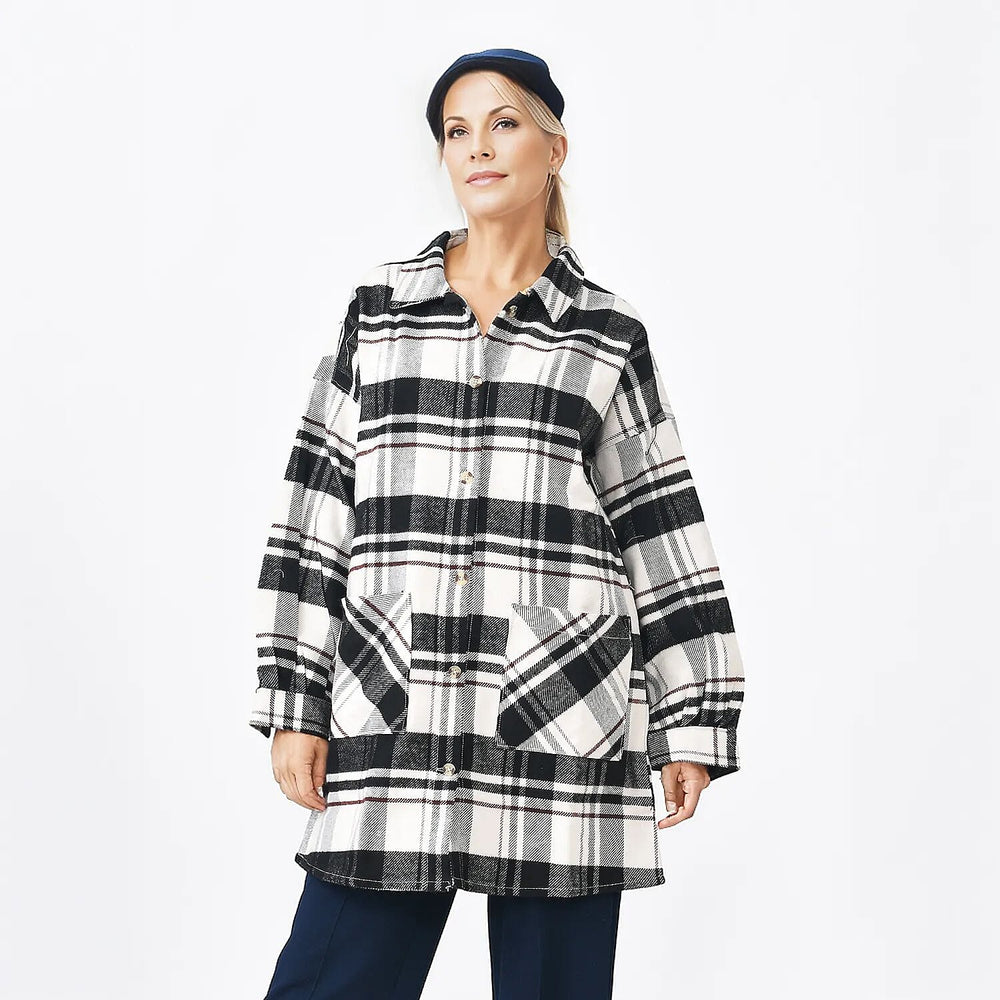 Tamsy Cotton Check Jacket (Size 84x1 cm) - Beige & Black