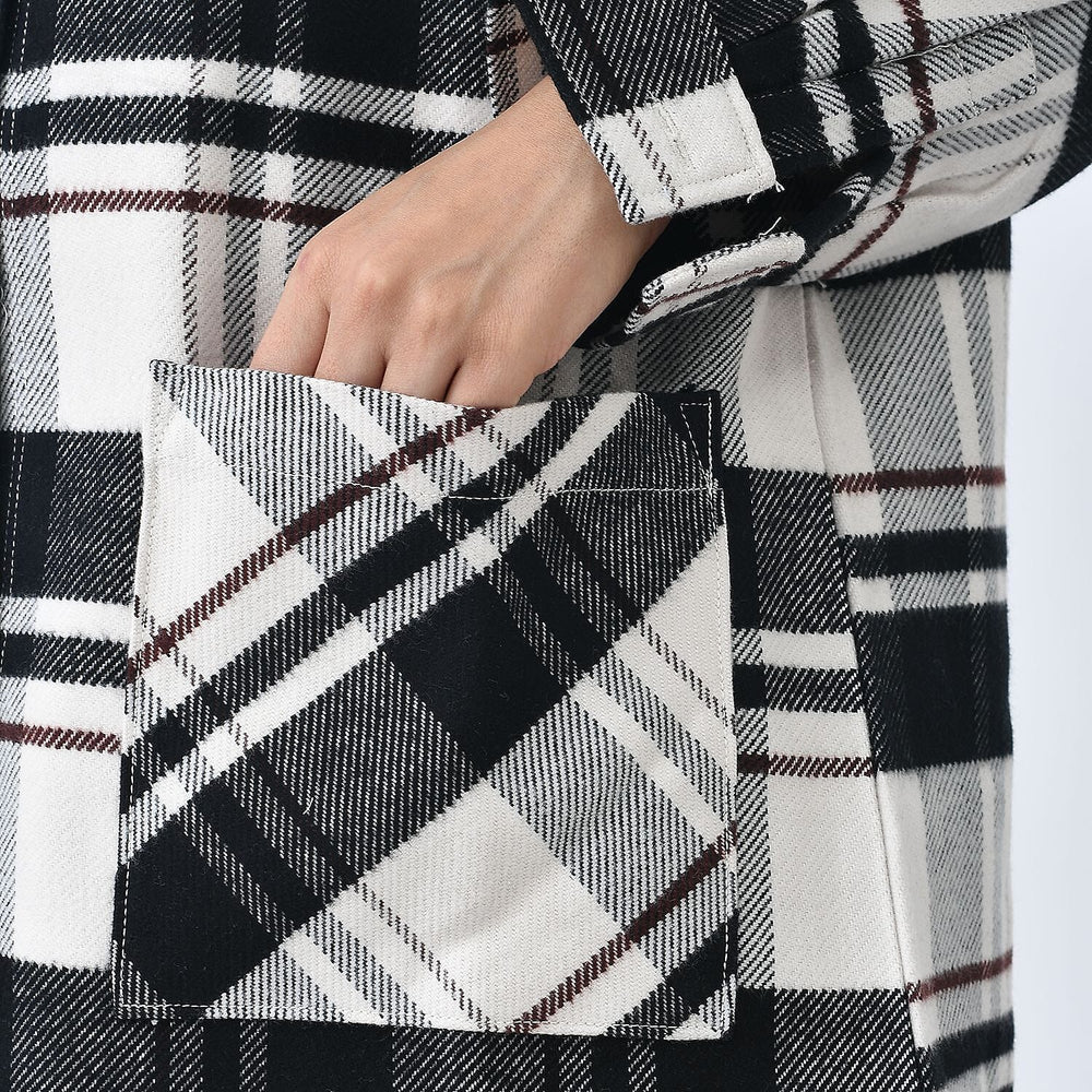 Tamsy Cotton Check Jacket (Size 84x1 cm) - Beige & Black