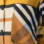 Tamsy 100% Cotton Checker Shacket With Two Pockets (Size S) - Brown - Black