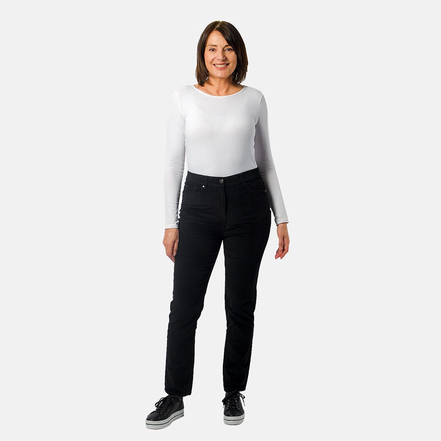 Tamsy Cotton Straight Leg Cord Trouser (Size 10 R) - Black