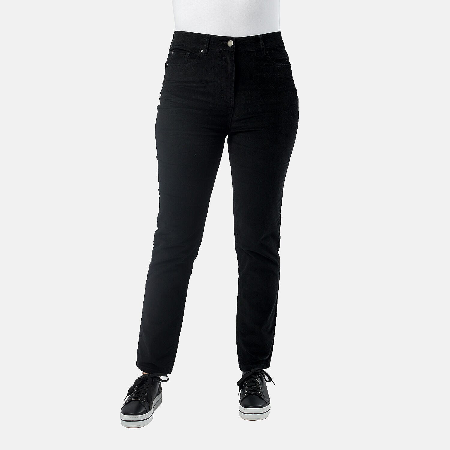 Tamsy Cotton Straight Leg Cord Trouser (Size 10 R) - Black